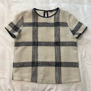 Plaid tweed short sleeve shirt